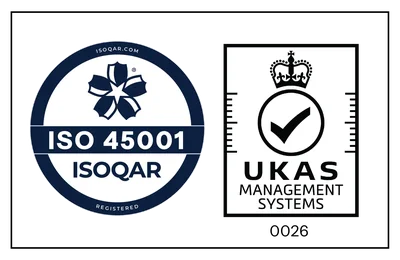 ISO 45001 Occupational Health and Safety Management System certification logo — Abertay Training is ISO 45001 certified
